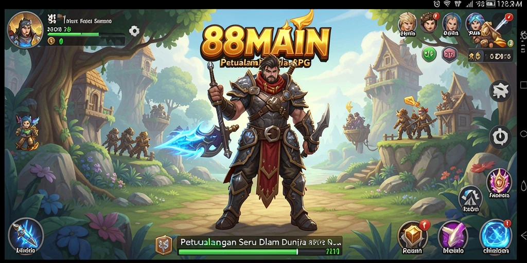 Tangkapan layar utama 88MAIN menampilkan pertempuran epik dalam dunia RPG yang menarik.