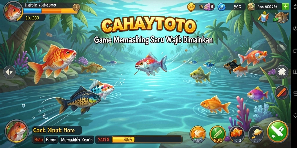 Tampilan gameplay menarik saat menangkap ikan di CAHAYATOTO.