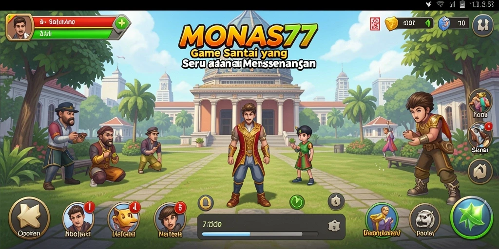Tangkapan layar gameplay MONAS77 yang penuh warna dan menyenangkan.