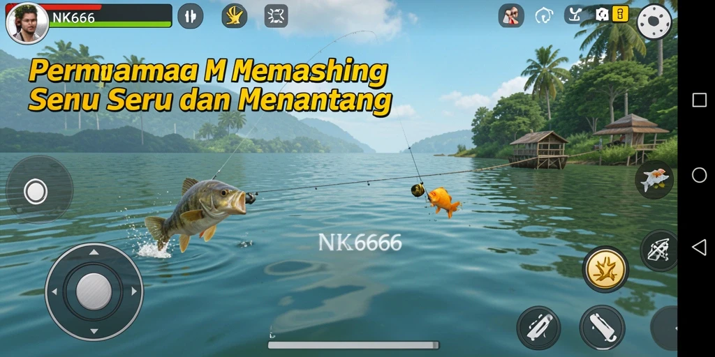 Tampilan utama NK666 dengan gameplay memancing yang seru.