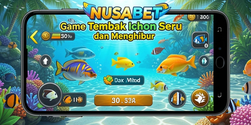 Tampilan screenshot gameplay NUSABET menembak ikan dengan grafis fantastis.