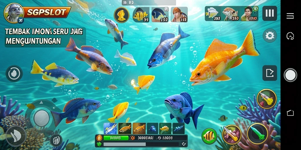 Screenshot gameplay menyenangkan dari SGPSLOT, menampilkan aksi Tembak Ikan yang seru.